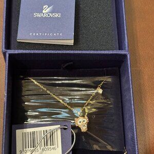 NIBWT Genuine Swarovski Platinum Rhodium Rose Gold Owl Pendant